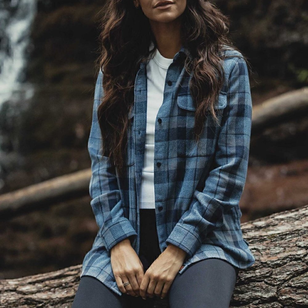 The Normal Mountain Plaid Size XL Over Shirt Blue on Blue Cotton Long Sleeve NWT